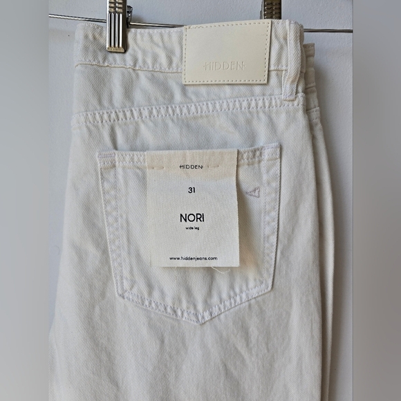 HIDDEN Los Angeles Nori Off White Wide Legs Denim Jeans Size 31 Waist 17" - Picture 2 of 6